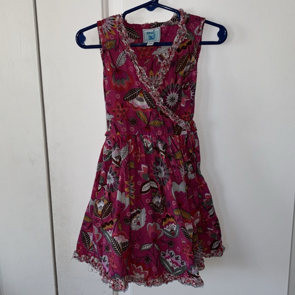 Karma living wrap ruffle Pink Floral Kids Dress 2A 2 2T